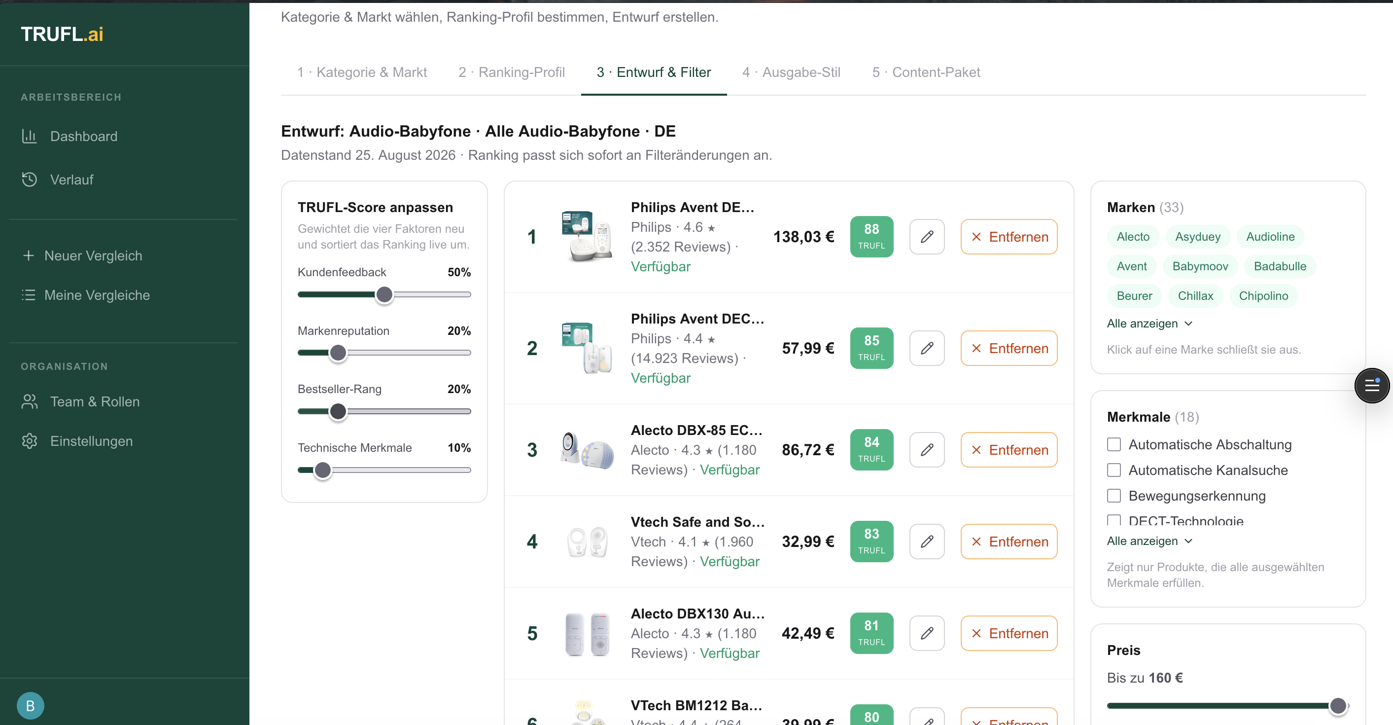 Live-Ausschnitt: Publisher Studio Vergleich bearbeiten